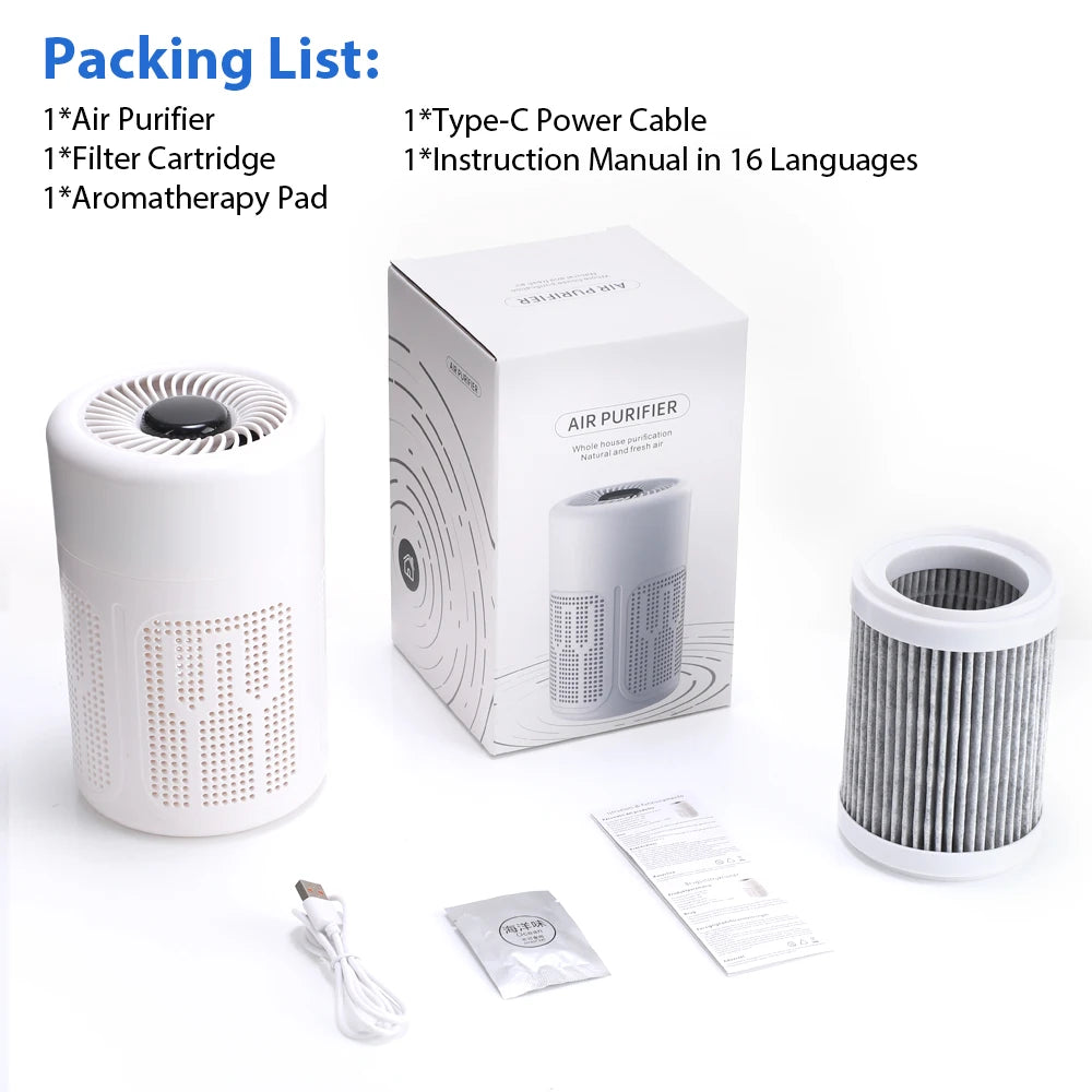 Mini Desktop Air Purifier HEPA Filter Negative Ion Technology Quiet Air Cleaner Portable Air Purifier for Home Bedroom Office