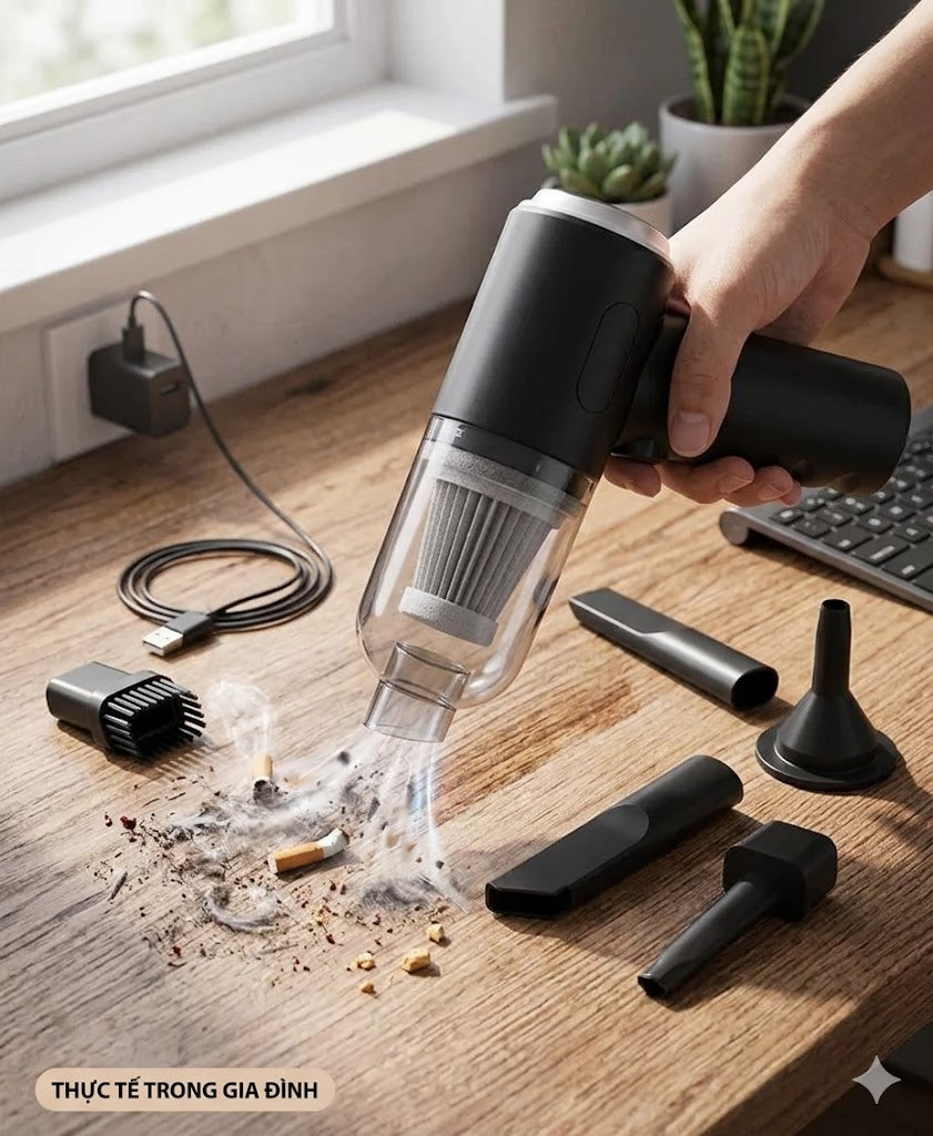 9000Pa Wireless Car Vacuum Cleaner USB Charging 1200mAh Portable Cleaning Appliance Mini Wet and Dry Vacuum Cleaner Household